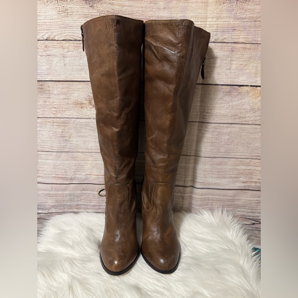 Brown Leather Knee-High Women's Boots Size 8 - Picture 1 of 7